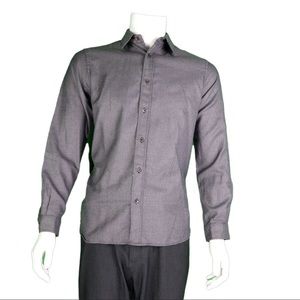 SEVERAL Long Sleeve Button Down Shirt, Gray, Size L